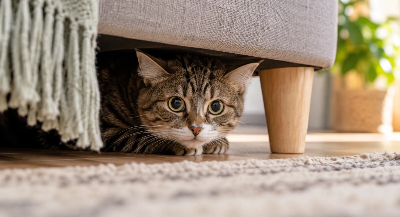 Katze plötzlich ängstlich – warum sie sich auf einmal versteckt oder zurückzieht