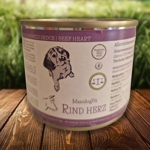 MaxiDogVit Rind Pansen Herz – Nassfutter für Hunde