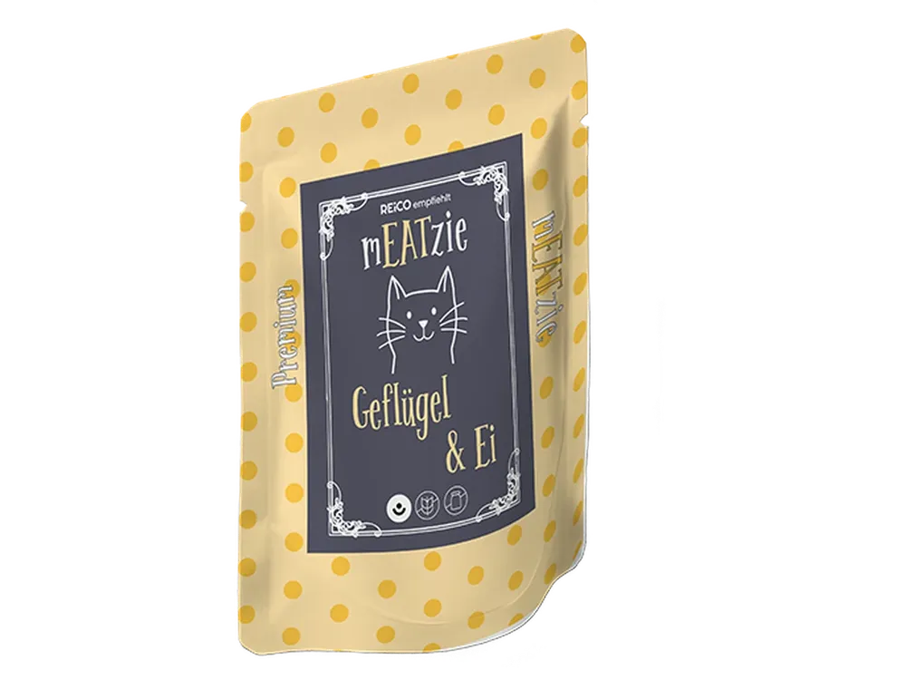 mEATzie Geflügel & Ei – offizielles REiCO Produktmotiv, freigestellt auf transparentem Hintergrund.