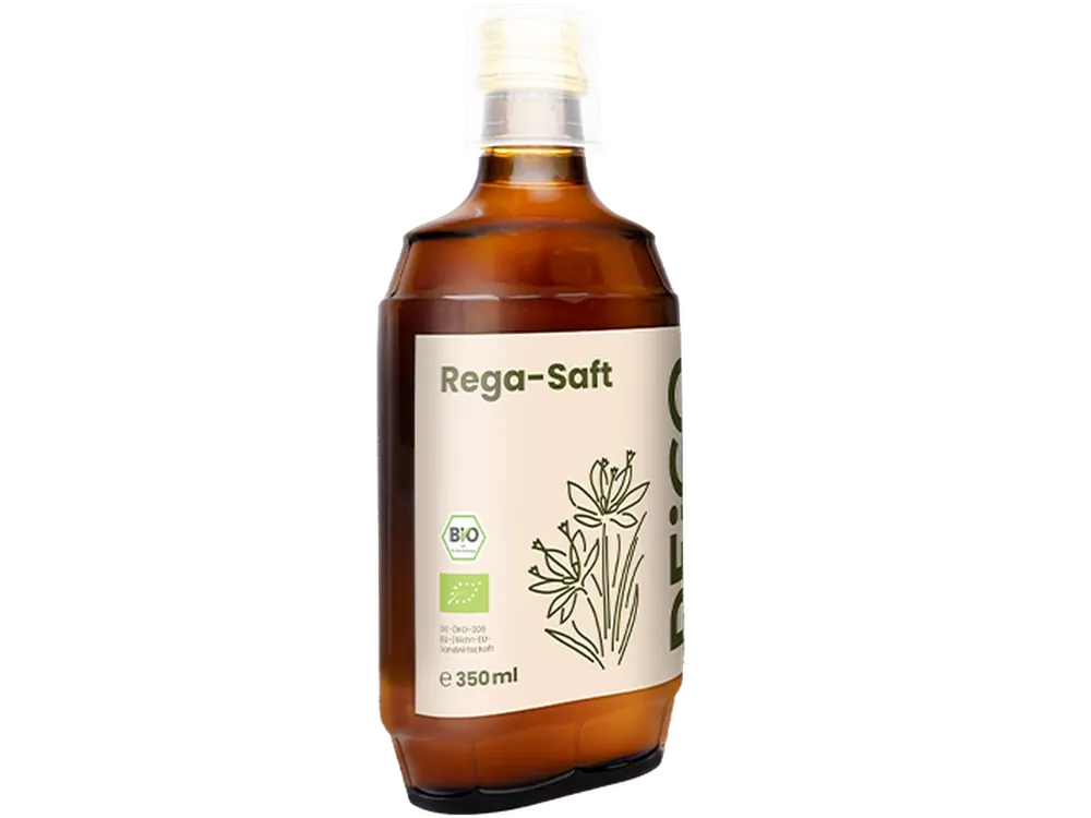 REiCO Rega-Saft, 350 ml – offizielles REiCO Produktmotiv, freigestellt auf transparentem Hintergrund.