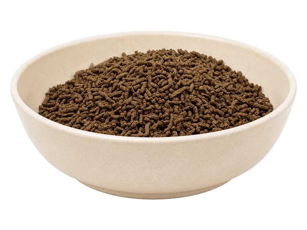 REiCO Silent - Vital, 1 kg – Futterdarstellung in der hellen Tierfuttervital-Schale, freigestellt auf transparentem Hintergrund.